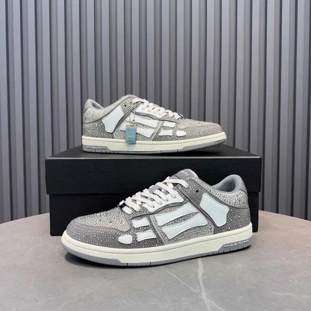 Men's men's shoes 💰600 AMIRI high street sneakers with bone sports shoes, toe layer cowhide upper, upper side bones, hand-stitched, good three-dimensional effect, customized metal LOGO, size 38-45 46
